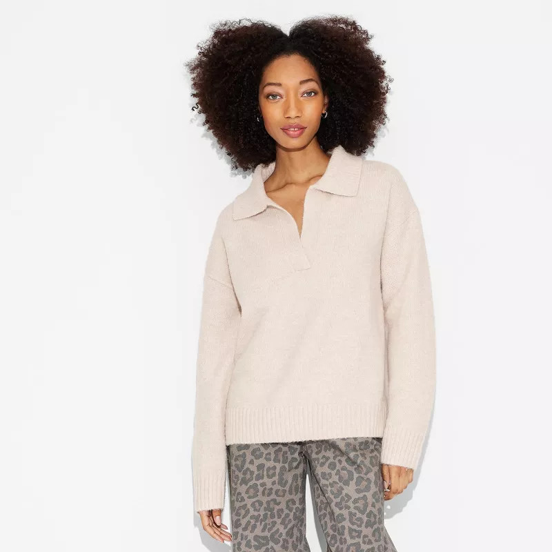 Women's Oversized Polo Pullover Sweater - Wild Fable™ | Target
