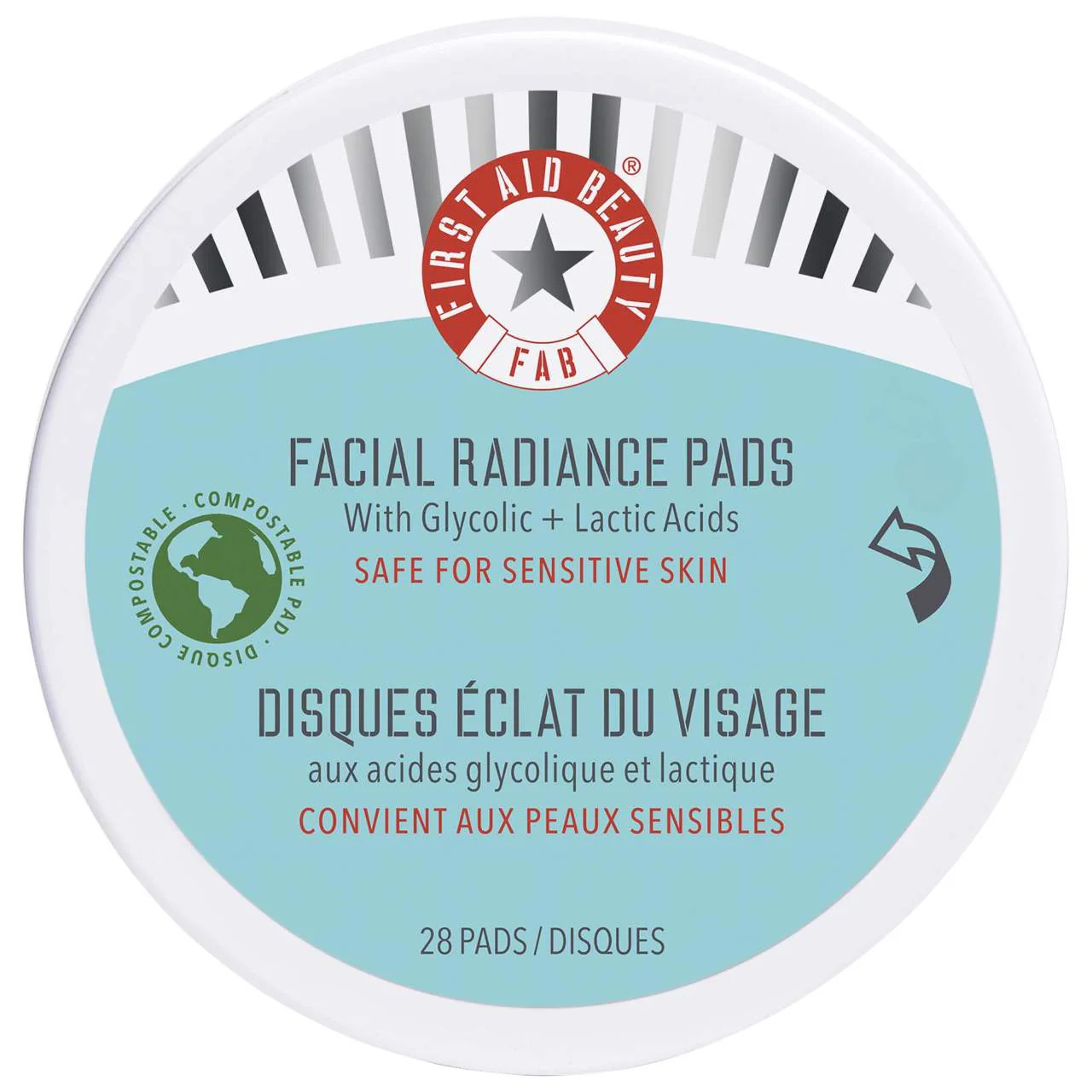 First Aid Beauty Brighten + Glow Facial Radiance Pads with Glycolic + Lactic Acids 28 Pads / pack | Sephora (US)