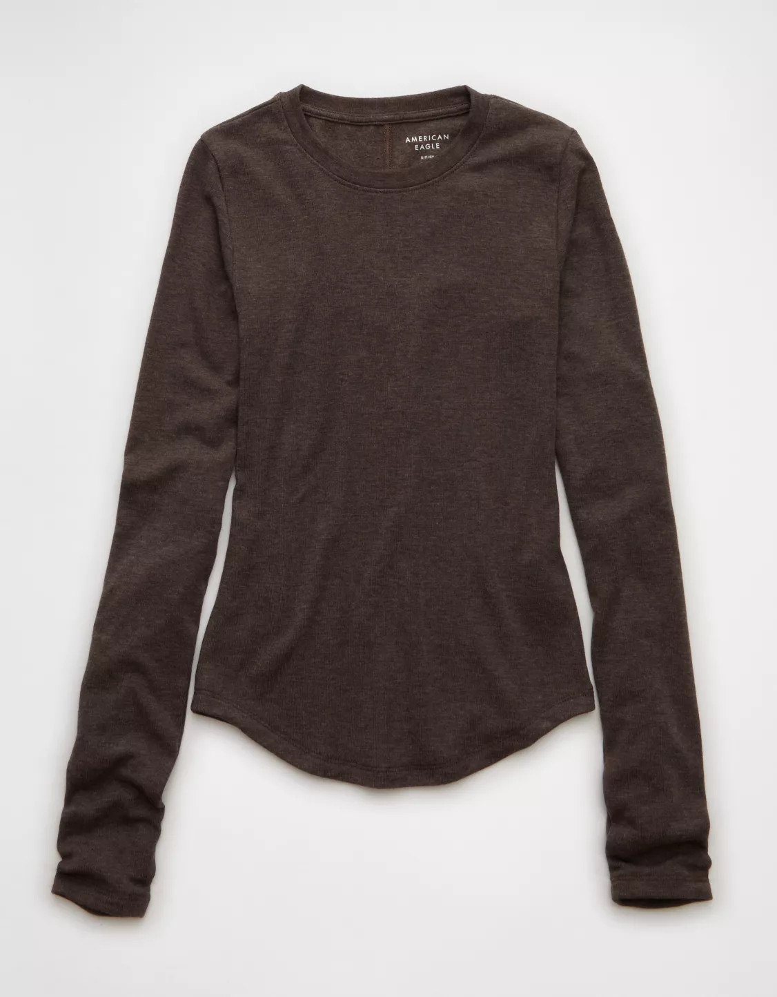 AE Long Sleeve Cozy Crewneck T-Shirt | American Eagle Outfitters (US & CA)