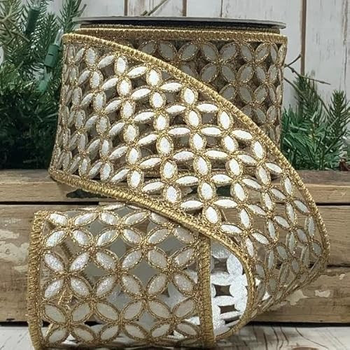 Metallic Floral Garland Ribbon - Silver - 4" x 10yds (D Stevens) | Amazon (US)