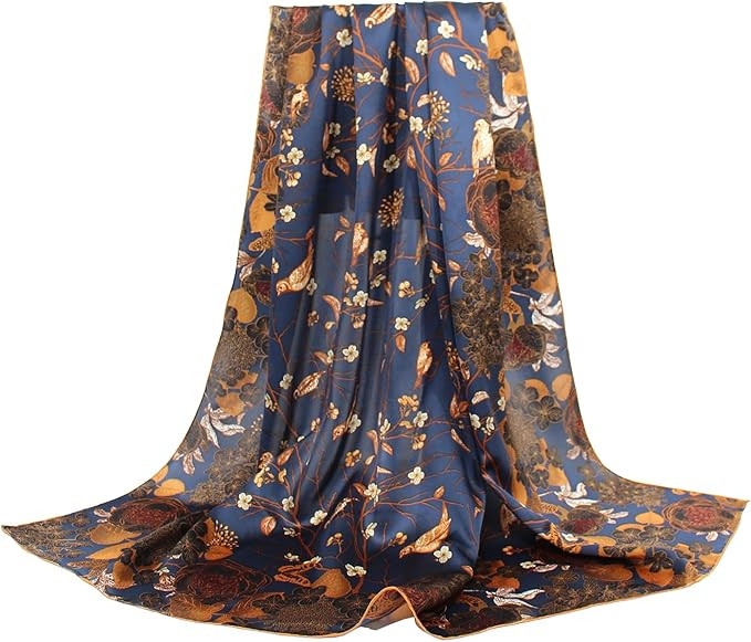 ANDANTINO 100% Silk Scarf 43" Large Square Lightweight Headscarf& Shawl–Women Hair Wraps-With G... | Amazon (US)