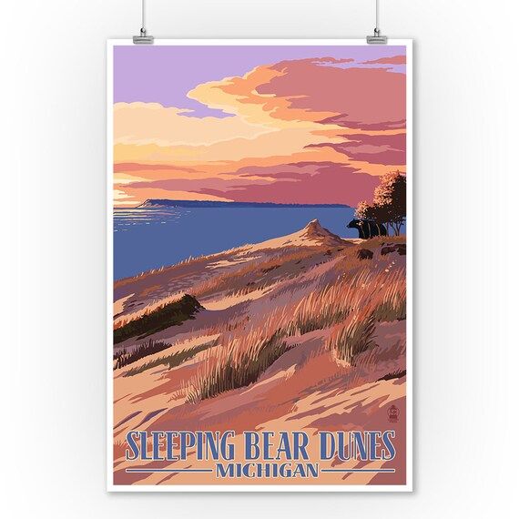 Prints Signs Sleeping Bear Dunes Michigan Dunes Sunset and | Etsy | Etsy (US)