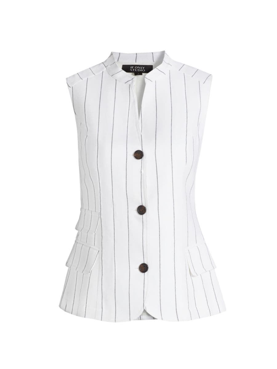 Pinstripe Cotton-Linen Vest | Saks Fifth Avenue