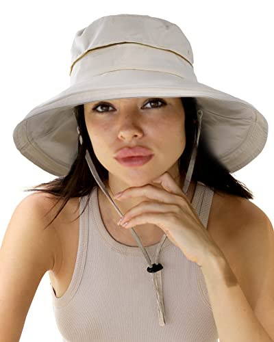 Sun Hats for Women Gardening Hat Wide Brim Ponytail Beach Sun Protection Breathable Cotton Summer... | Amazon (US)