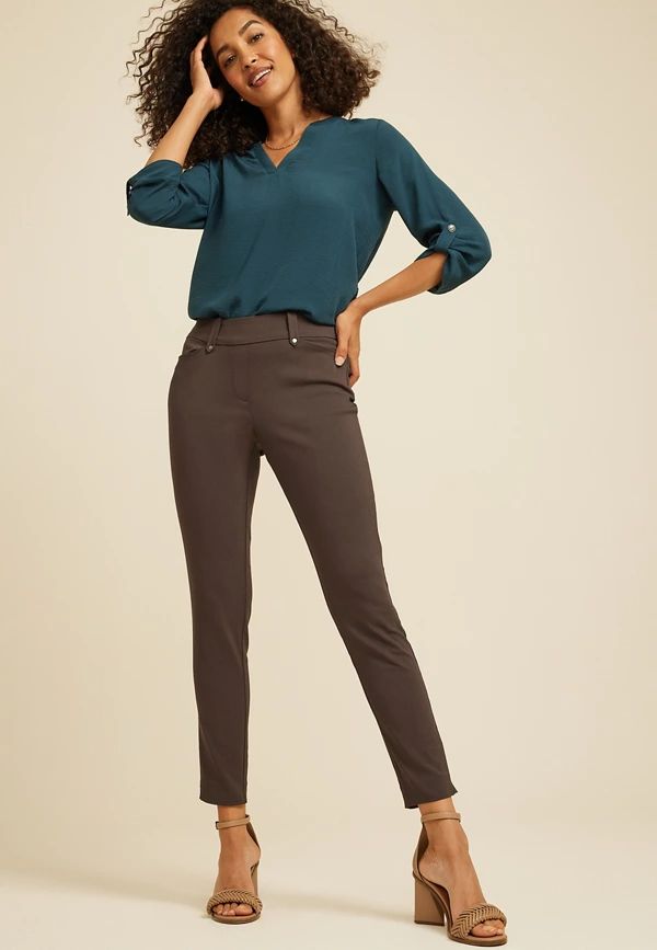 Pull On Bengaline Skinny Ankle Dress Pant | Maurices