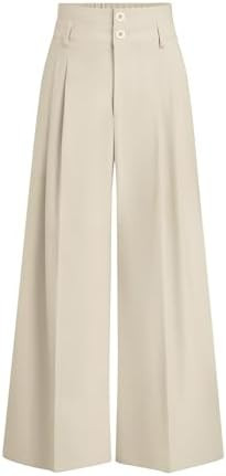 PRETTYGARDEN Womens Spring Wide Leg Palazzo Pants 2026 Trendy Loose Button High Waist Pleated Wor... | Amazon (US)