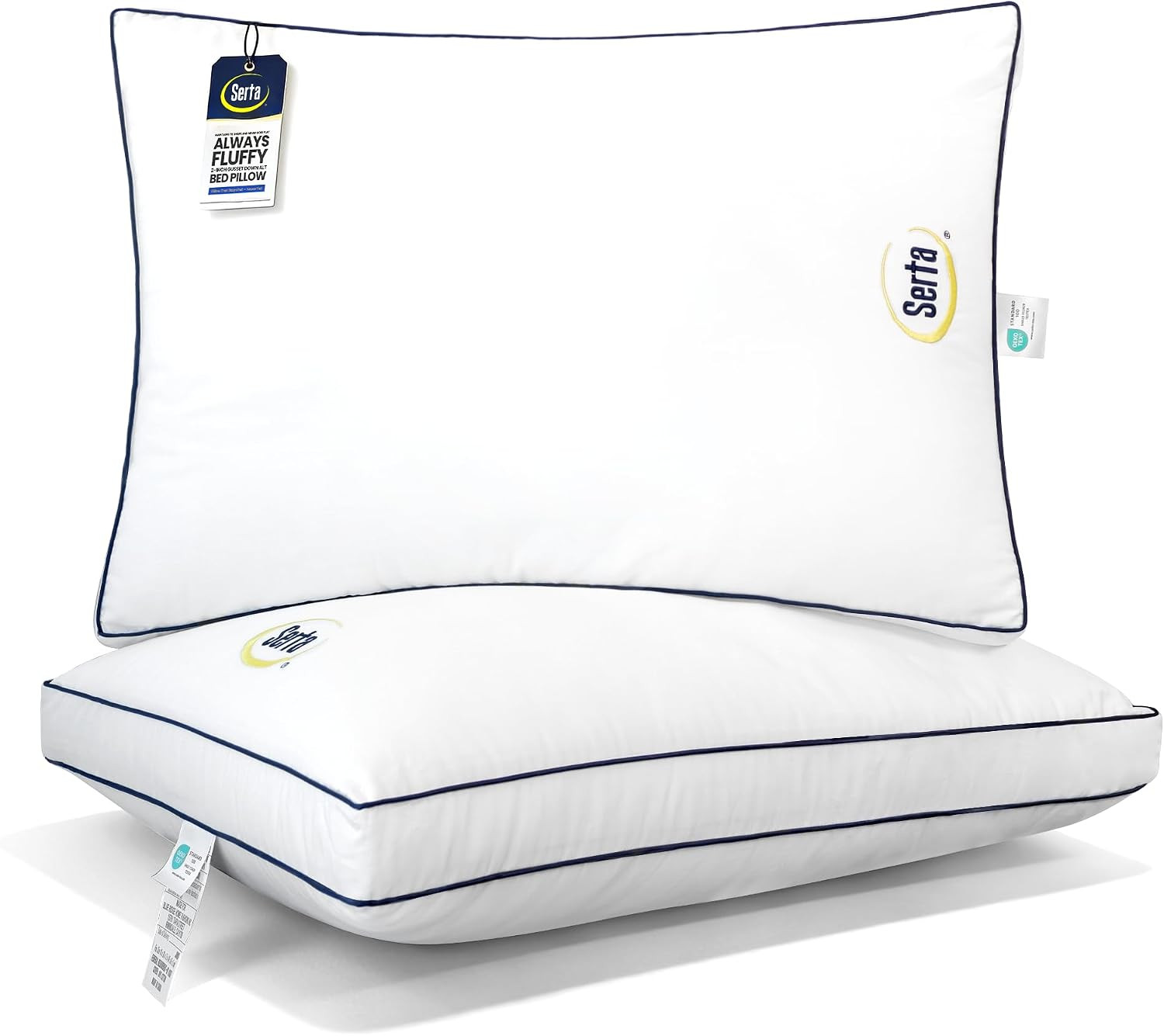 Serta Bed Pillows Queen/Standard Size Set of 2, Medium Soft Support, White | Amazon (US)
