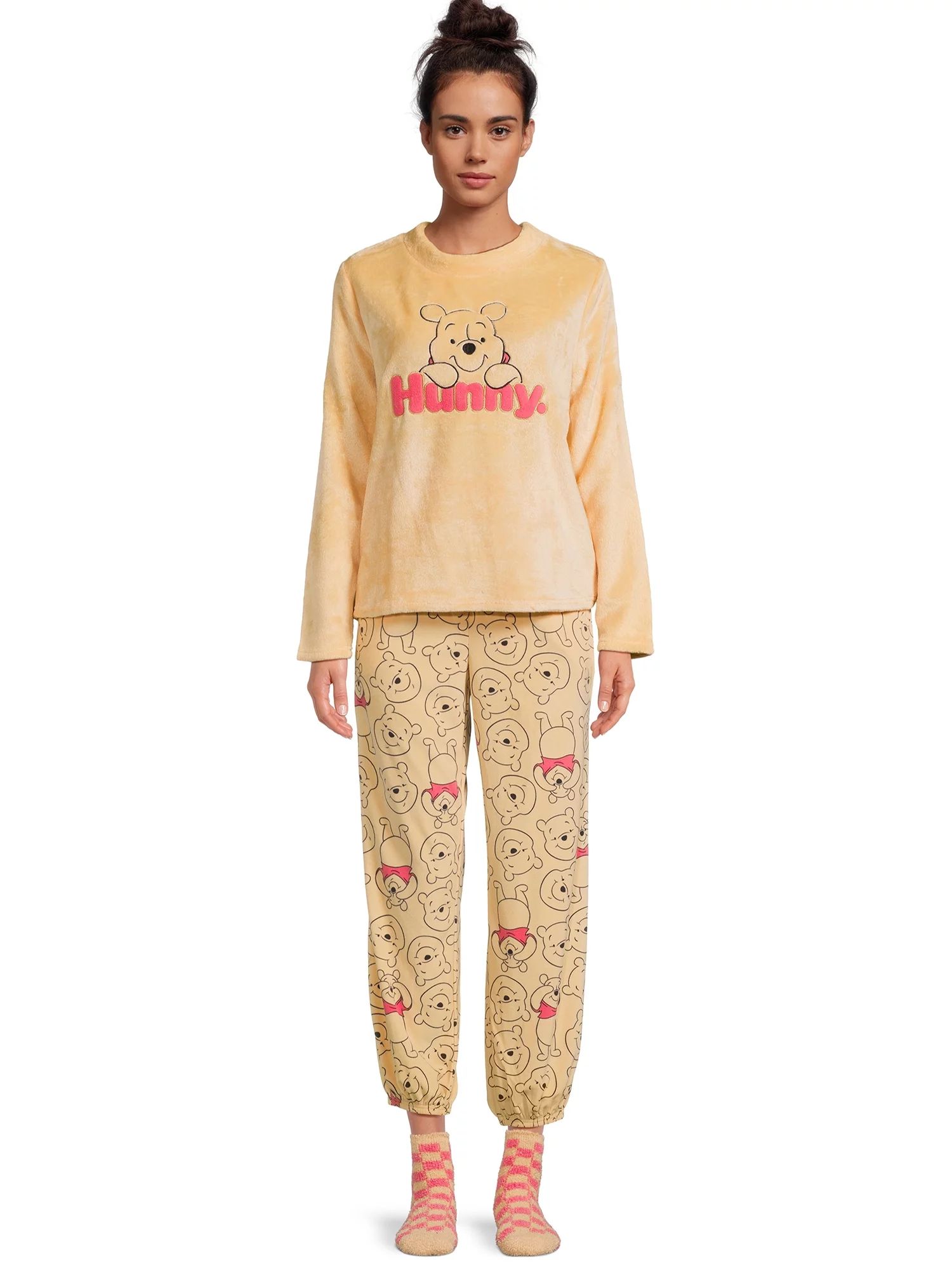 Disney Women's Winnie the Pooh Long Sleeve Top, Pants and Socks, 3-Piece Gift Set, Sizes XS-3X | Walmart (US)