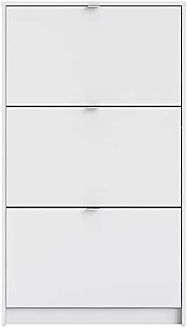 Pemberly Row Modern 3 Drawer Shoe Cabinet, 18-Pair Shoe Rack Storage Organizer in White | Amazon (US)