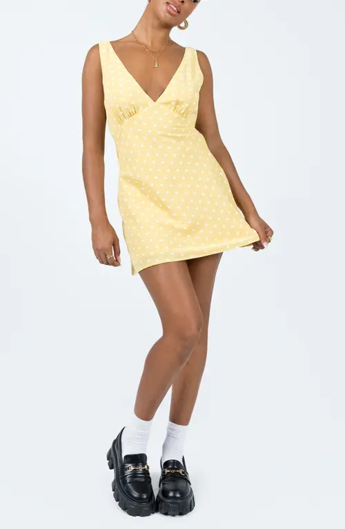 Princess Polly Nellie Polka Dot Minidress in Yellow Polka Dot at Nordstrom, Size 4 | Nordstrom