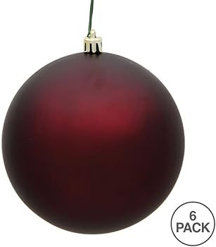 Vickerman 4" Plastic Ball Ornaments in Matte Burgundy Red (Set of 6) | Amazon (US)