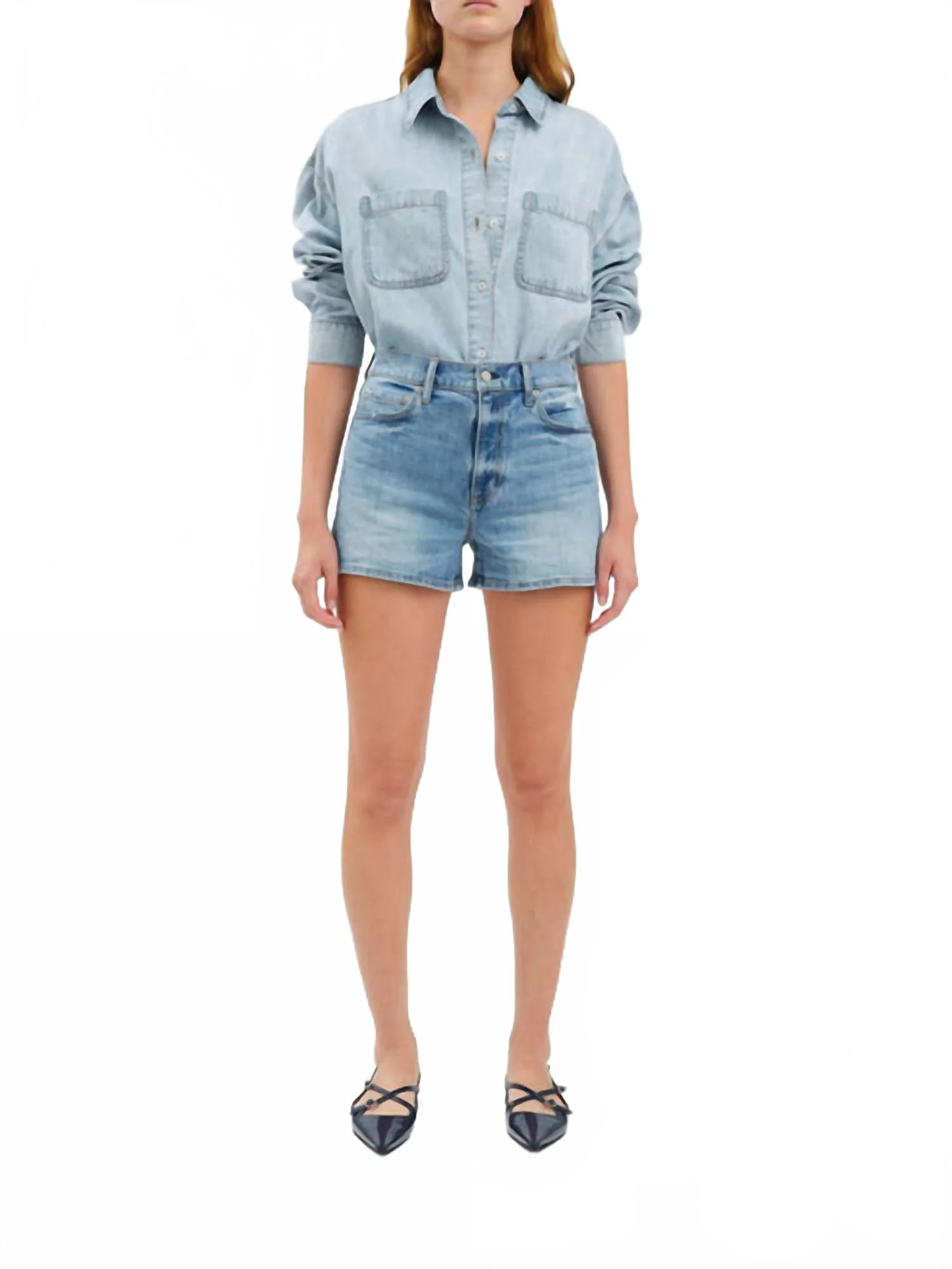 Troublemaker High Rise Shorts In Marina Vintage | Shop Simon
