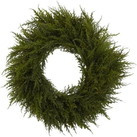 Amazon.com: Nearly Natural 4952 Cedar Wreath, 24-Inch, Green : Home & Kitchen | Amazon (US)