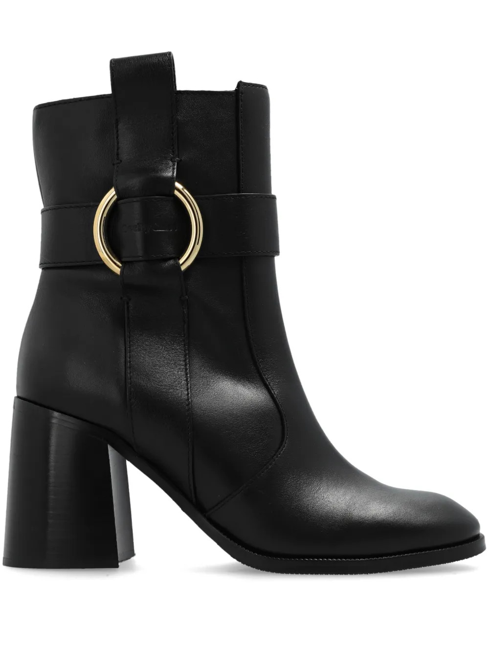 See by Chloé - Bota de couro com salto alto - mulher - borracha/couro de bezerro/couro de bezerro - 38 - Preto | Farfetch (BR)