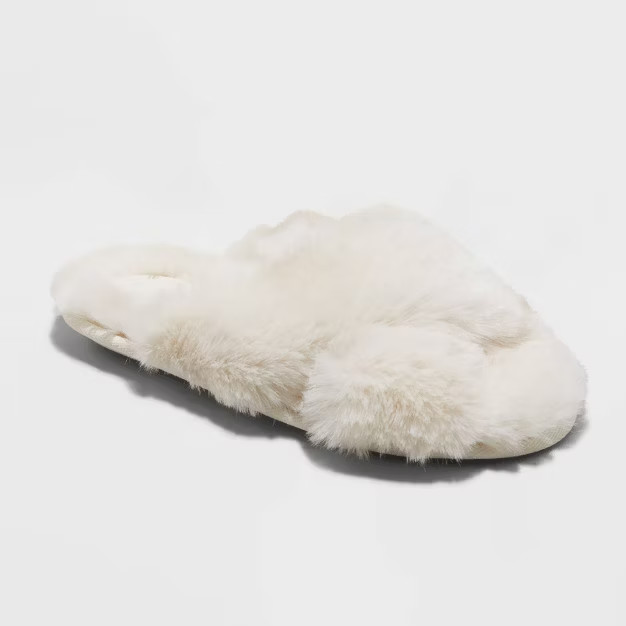 Women's Paris Crossband Fur Slippers - Stars Above™ | Target