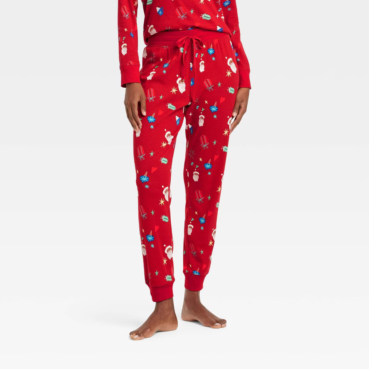 Women's Santa Print Cotton Ribbed Holiday Matching Family Pajama Pants - Wondershop™ Red | Target