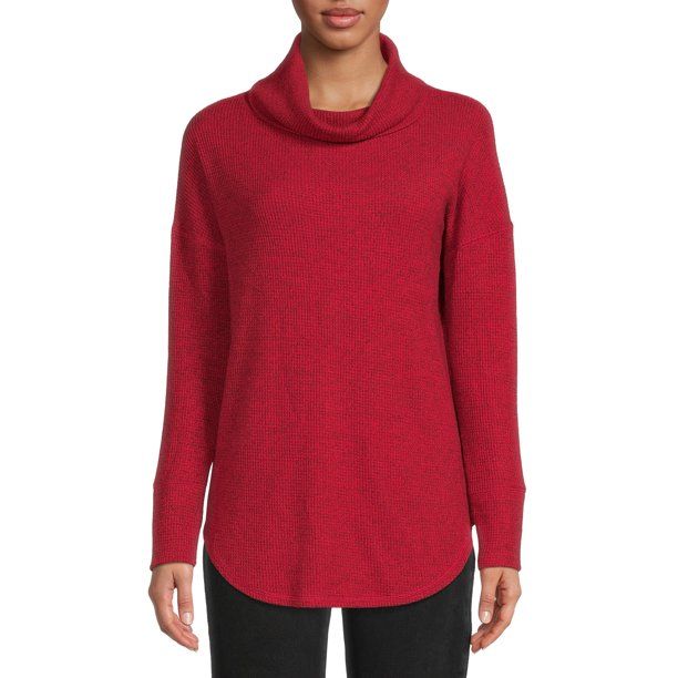 Time and Tru Women's Cowl Neck Waffle Tunic | Walmart (US)