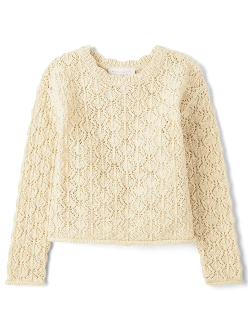 The Children's Place Toddler Girls Long Sleeve Scalloped Pointelle Sweater, Sizes 12M-5T - Walmar... | Walmart (US)