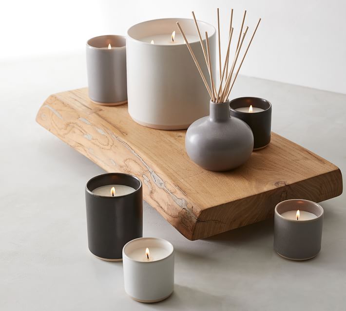 Mason Ceramic Scented Candles, Ivory/Graphite Gray/Charcoal, Mini, Set of 3 | Pottery Barn (US)