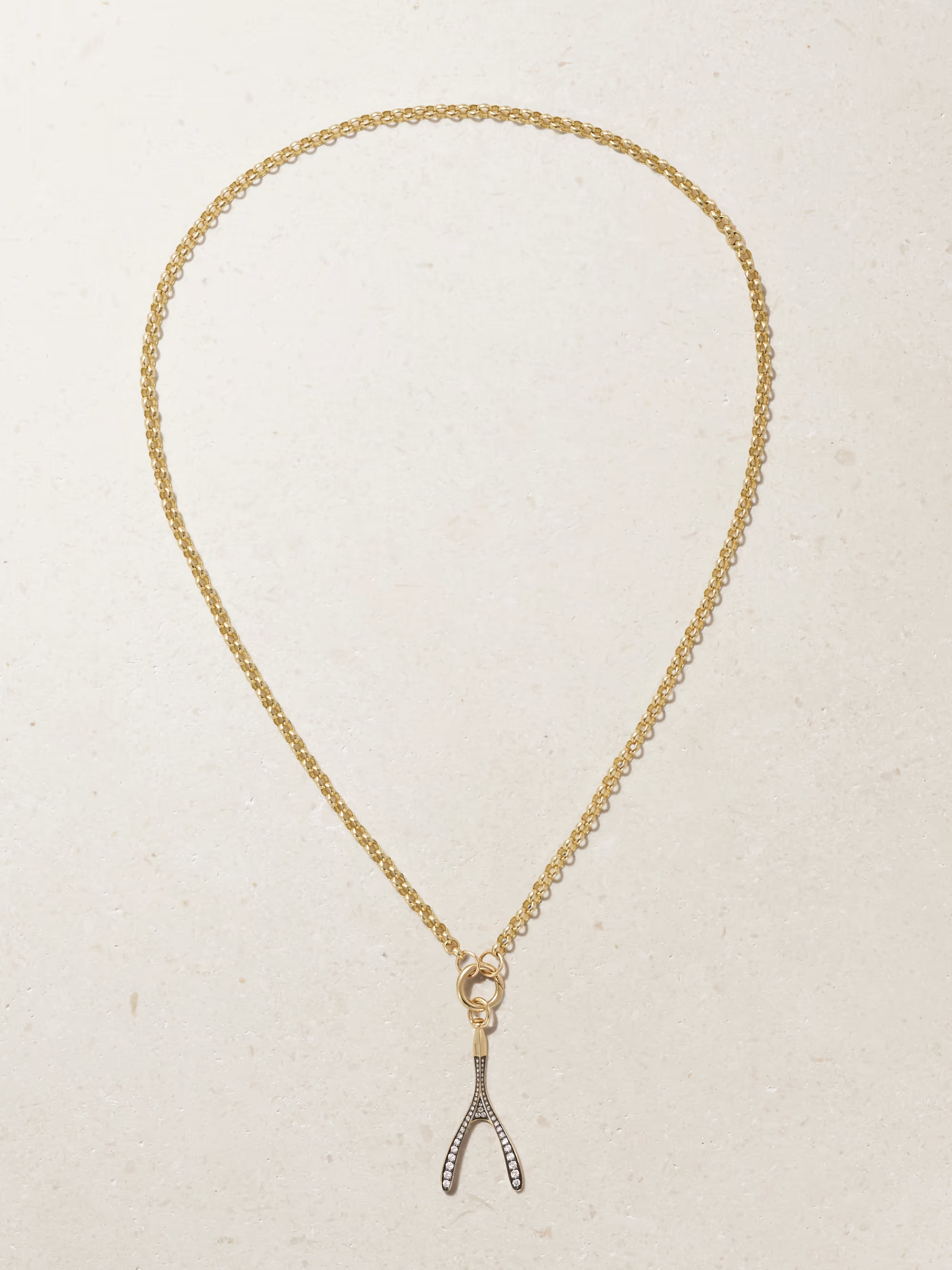 Wishbone large 14-karat gold diamond necklace | NET-A-PORTER (UK & EU)