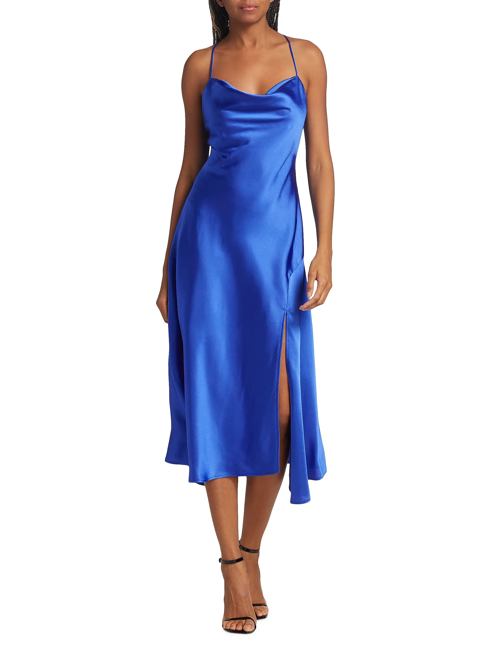Gaia Satin Draped Midi-Dress | Saks Fifth Avenue