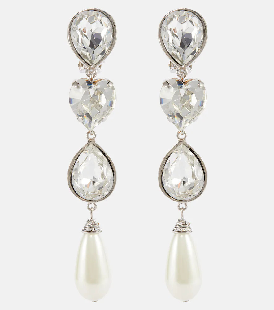 Alessandra Rich Embellished clip-on drop earrings | Mytheresa (US/CA)