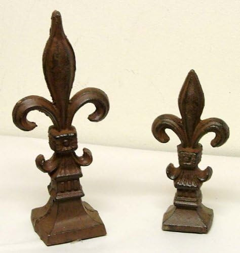 2 pc French Fleur De Lis LYS Finial Large and Small Cast Iron Decor | Amazon (US)