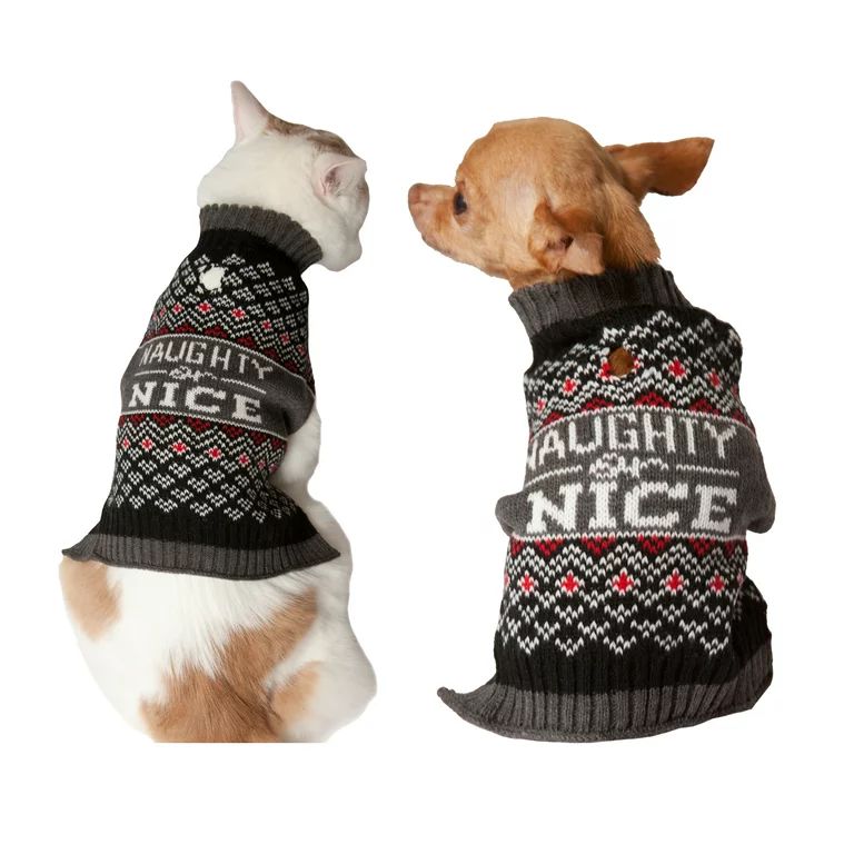 Vibrant Life Holiday Blk Naughty/Nice Fr Isle Dog Sweater and Cat Sweater | Walmart (US)