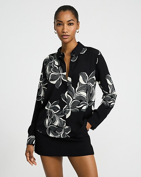 Floral Printed Portofino Shirt | Express