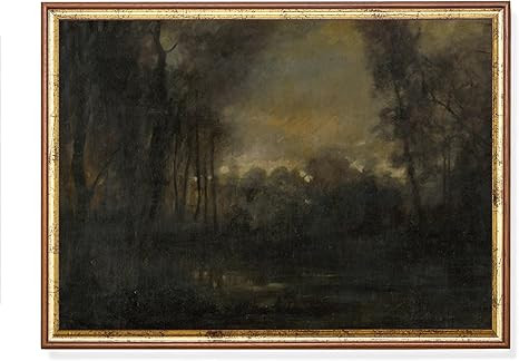 Generic Vintage Landscape Painting, Antique Nature Print, Moody Rustic Forest Print, Dark Academi... | Amazon (US)