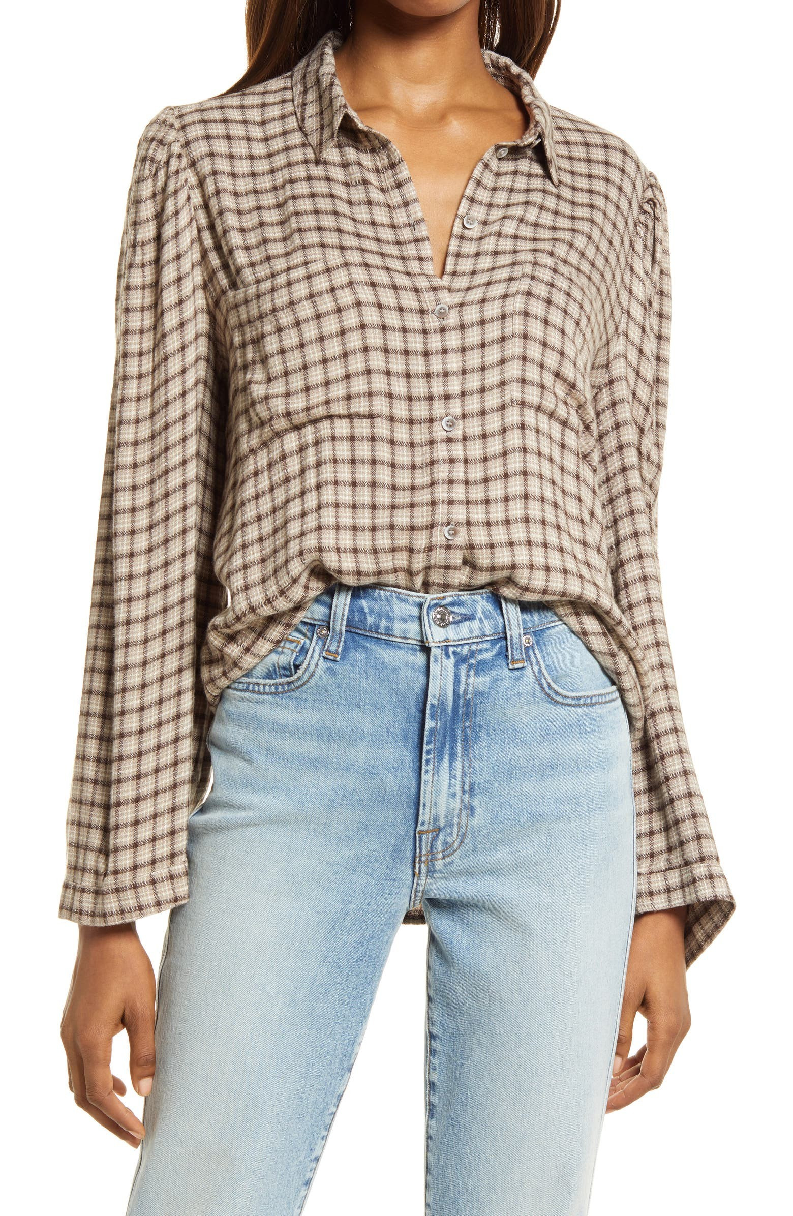 Plaid Bell Sleeve Shirt | Nordstrom