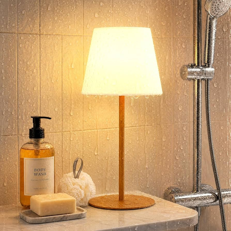 Shower Lamp Rechargeable Waterproof Lamp, Cordless Table Lamp for Bathroom | Amazon (US)