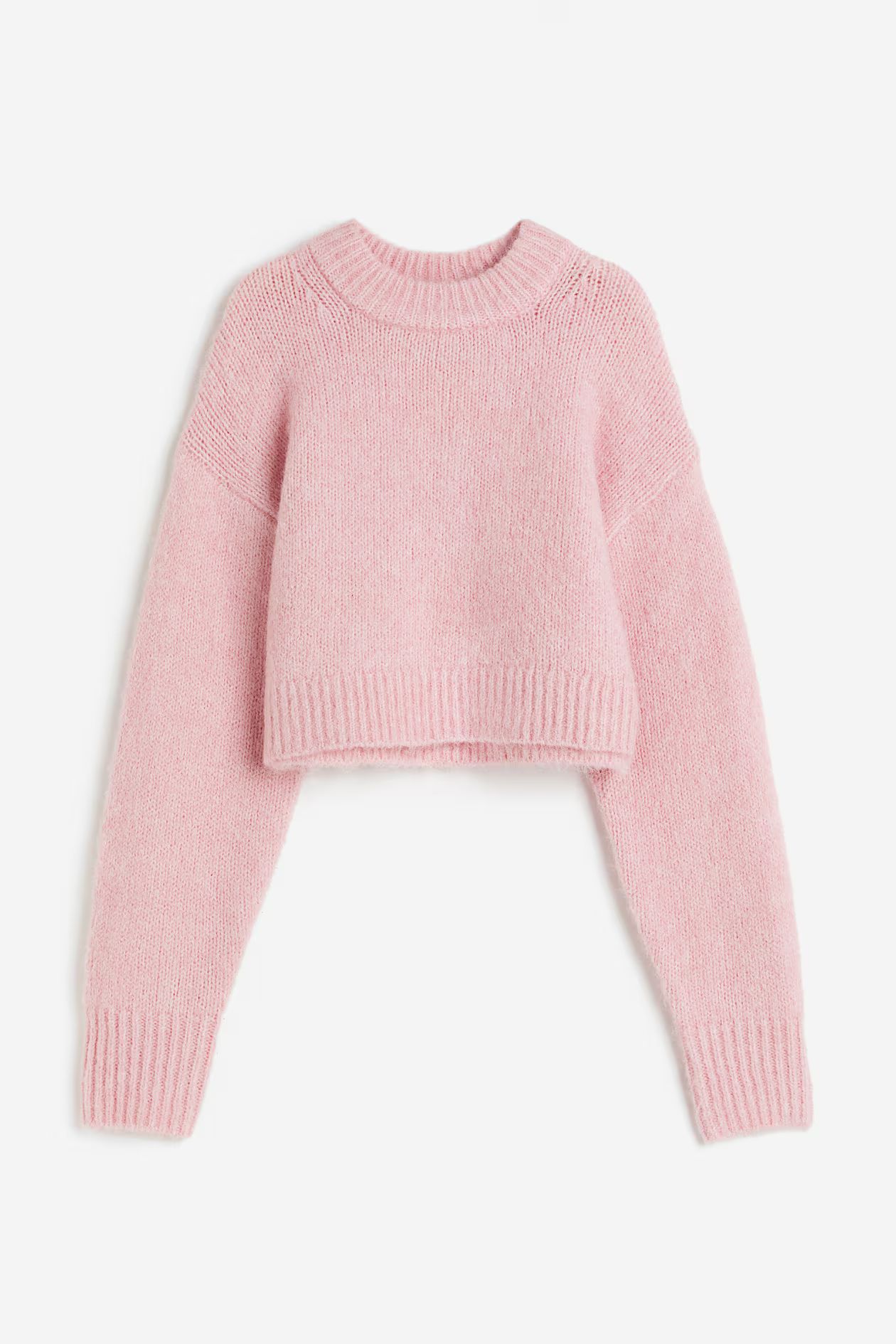 Short Sweater - Round Neck - Long sleeve - Light pink - Ladies | H&M US | H&M (US + CA)