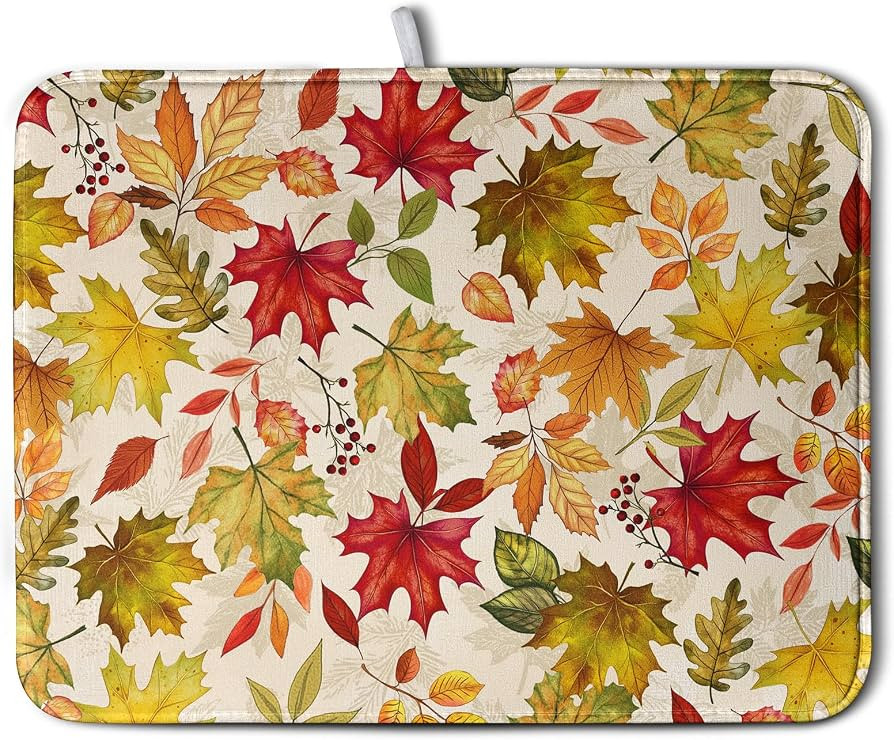 Fall Maple Leaves Dish Drying Mat for Kitchen Counter 18 x 24 Inch Autumn Thanksgiving Absorbent ... | Amazon (US)