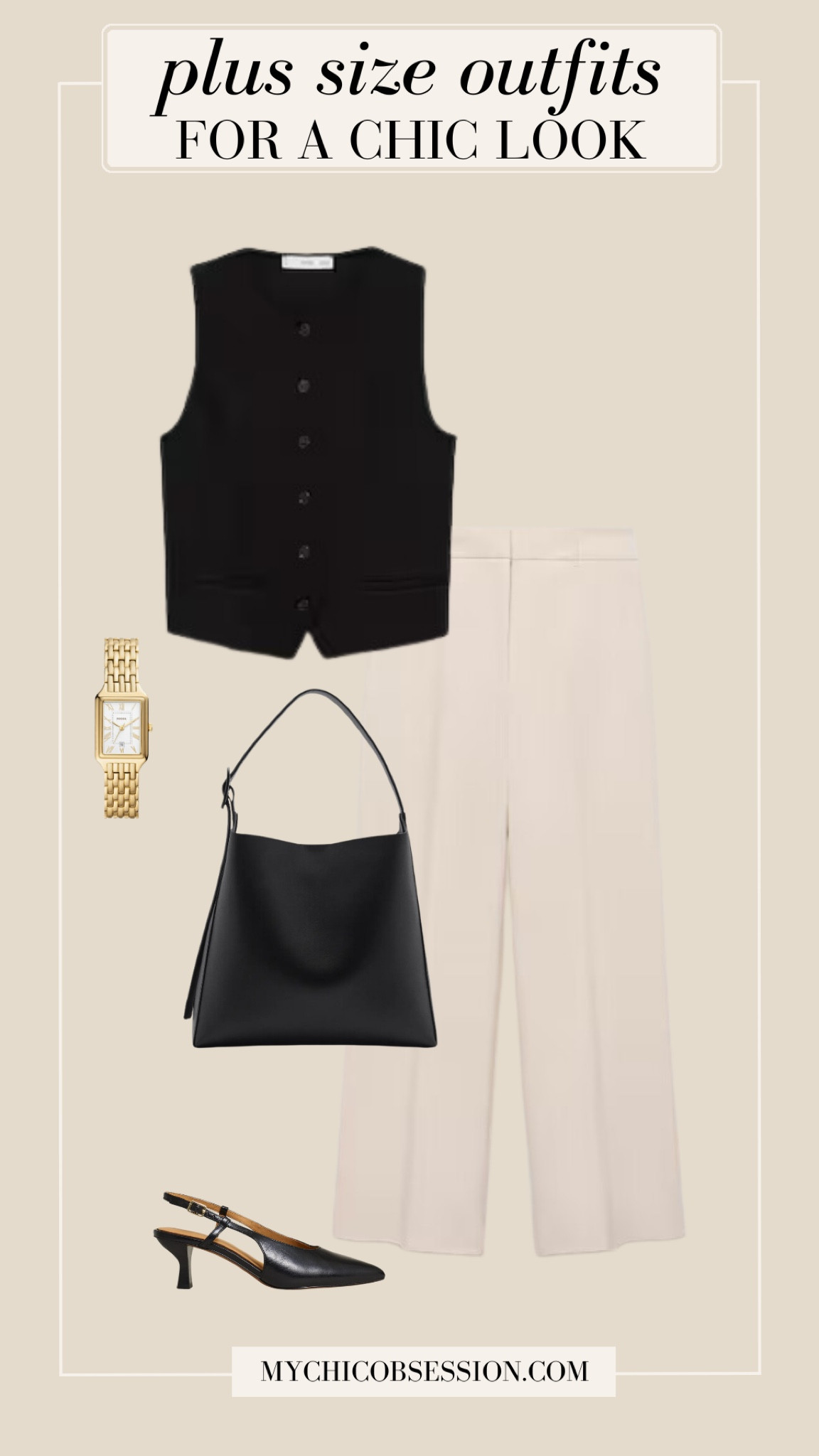 Pair a chic vest top with high-waisted pleated trousers for a classic office look.

#LTKStyleTip #LTKWorkwear #LTKPlusSize