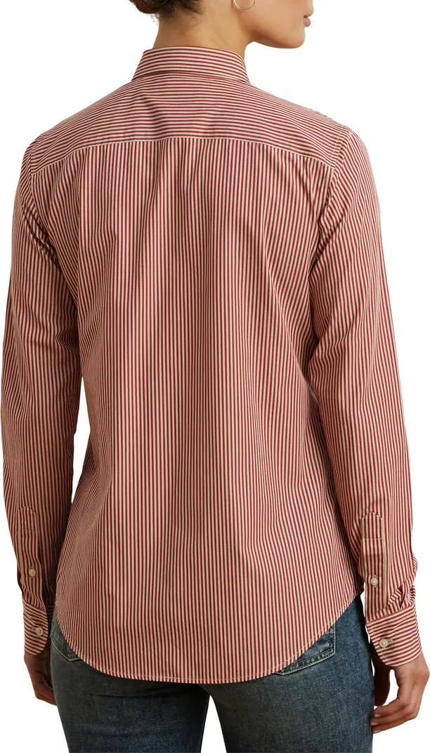 Lauren Ralph Lauren Classic Fit Stripe Broadcloth Button-Up Shirt | Nordstrom | Nordstrom
