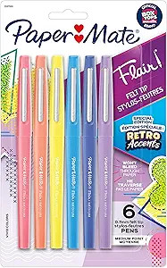 Paper Mate 2097888 FLAIR Retro Accents Felt Pens Medium Point Assorted Inks 6-Count Pack | Amazon (US)