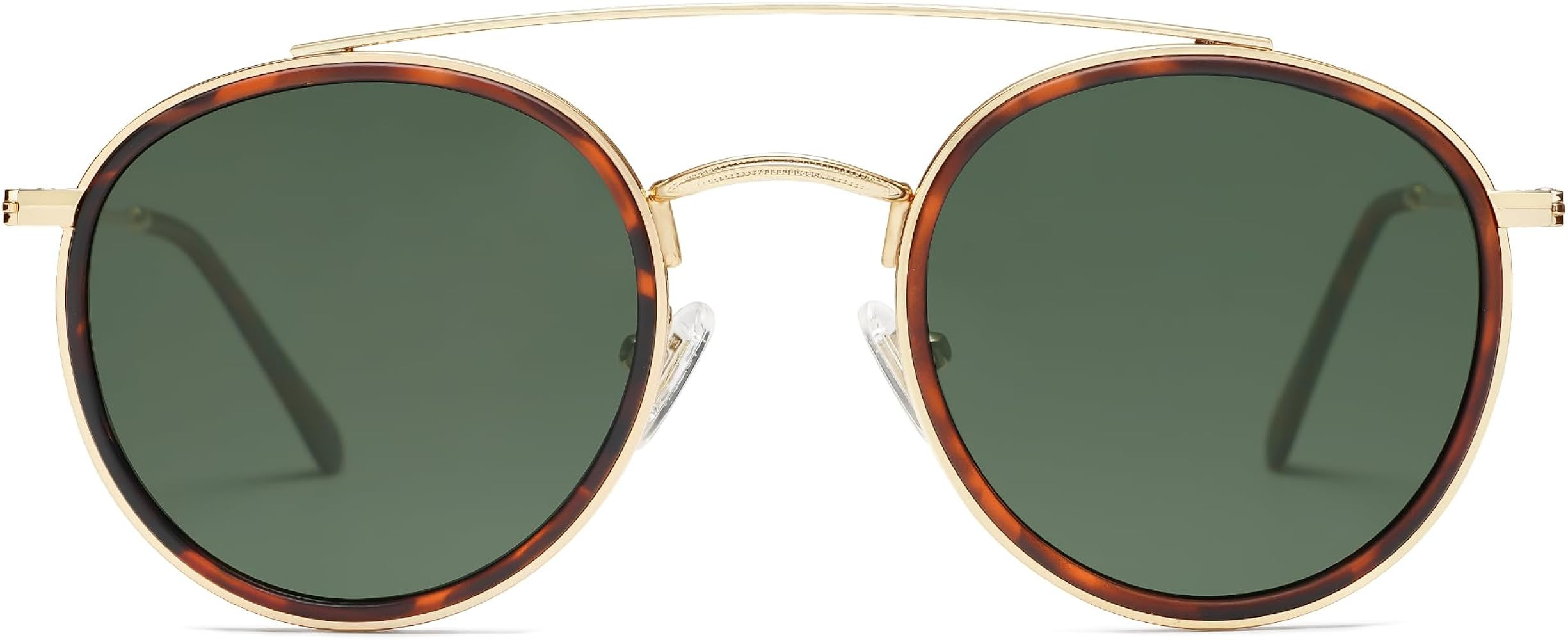 SOJOS Retro Round Double Bridge Polarized Sunglasses for Women Men Vintage Circle UV400 Sunnies S... | Amazon (US)