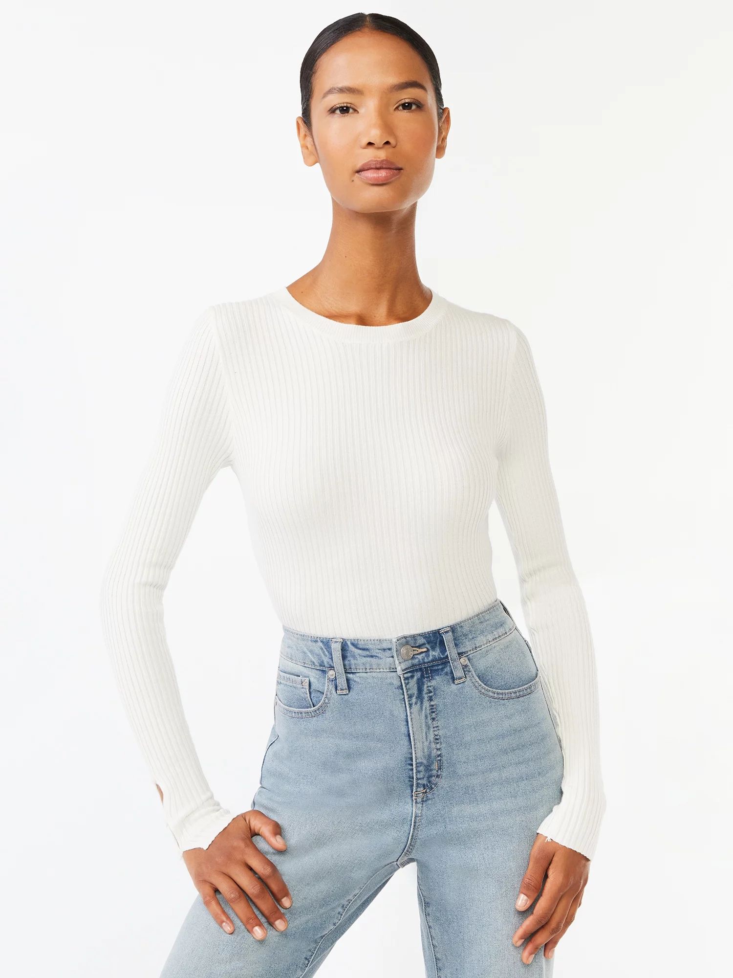 Scoop Women's Bodysuit Sweater with Long Sleeves - Walmart.com | Walmart (US)