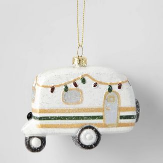 4" Plastic Camper with Lights Christmas Tree Ornament White/Gold - Wondershop™ | Target