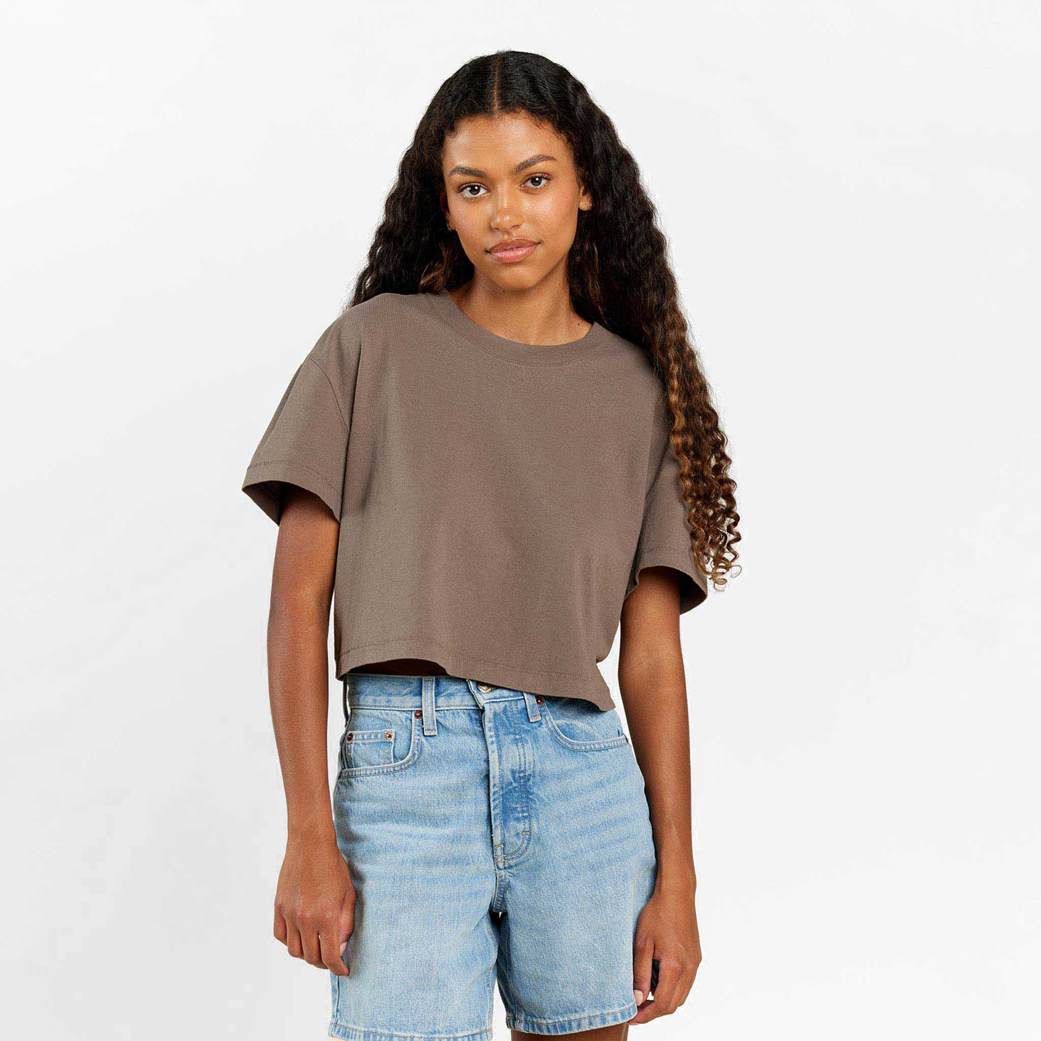 Vintage Cotton Cropped Tee | Mocha | Nuuds US