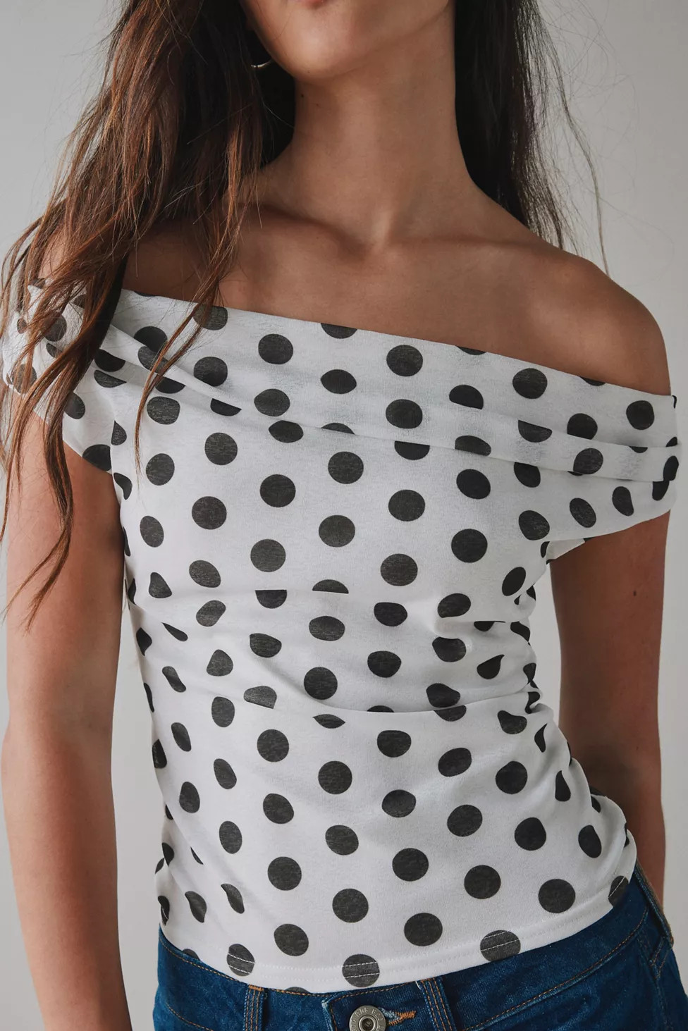 UO Fia Mesh Off-The-Shoulder Crop Top | Urban Outfitters (US and RoW)