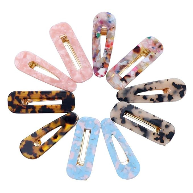 10 Pcs Acrylic Resin Hair Barrettes Fashion Geometric Alligator Hair Clips for Women and Ladies H... | Amazon (US)