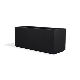 PolyStone Planters Milan Tall 46 in. x 17 in. Black Composite Trough 1004 - The Home Depot | The Home Depot