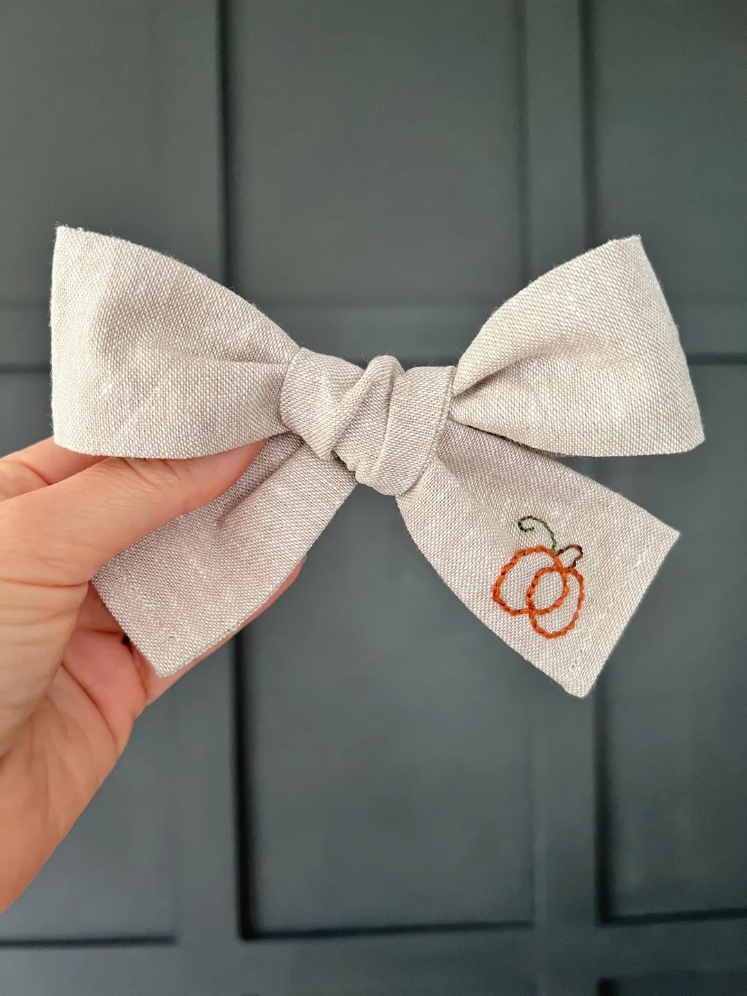 Hand Embroidered Pumpkin Hair Bows for Women, Fall Pumpkin Hair Bow for Toddler, Pumpkin Bow for ... | Etsy (US)