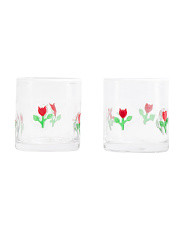 Set Of 2 Flower Icon Double Old-Fashioned Glasses | TJ Maxx