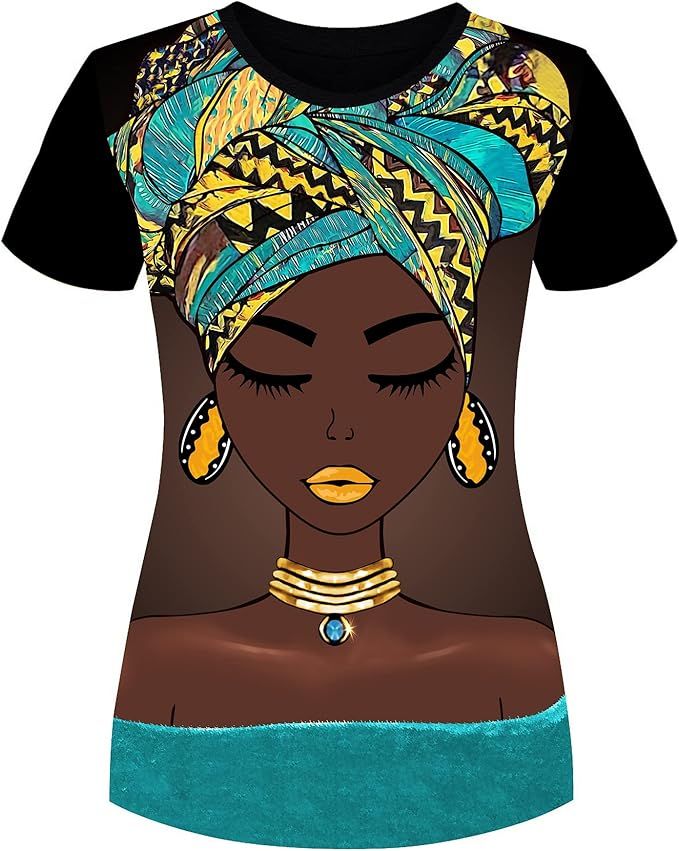 FZNHQL Melanin Girls Natural Hair Graphic Tees for Women T-Shirt African Casual Short Sleeve Crew... | Amazon (US)