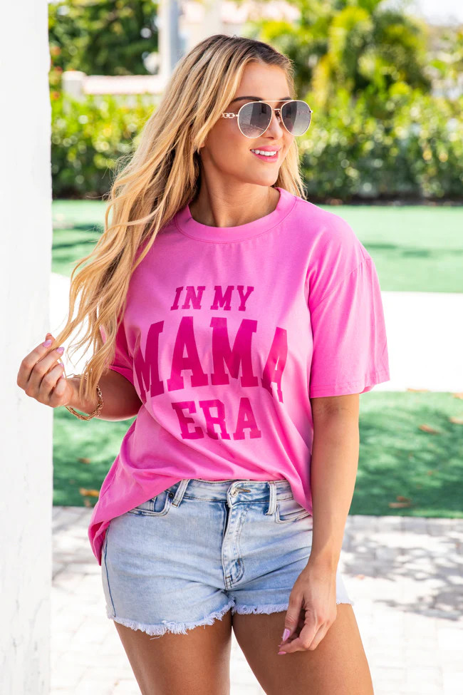 In My Mama Era Hot Pink Oversized Graphic Tee | Pink Lily