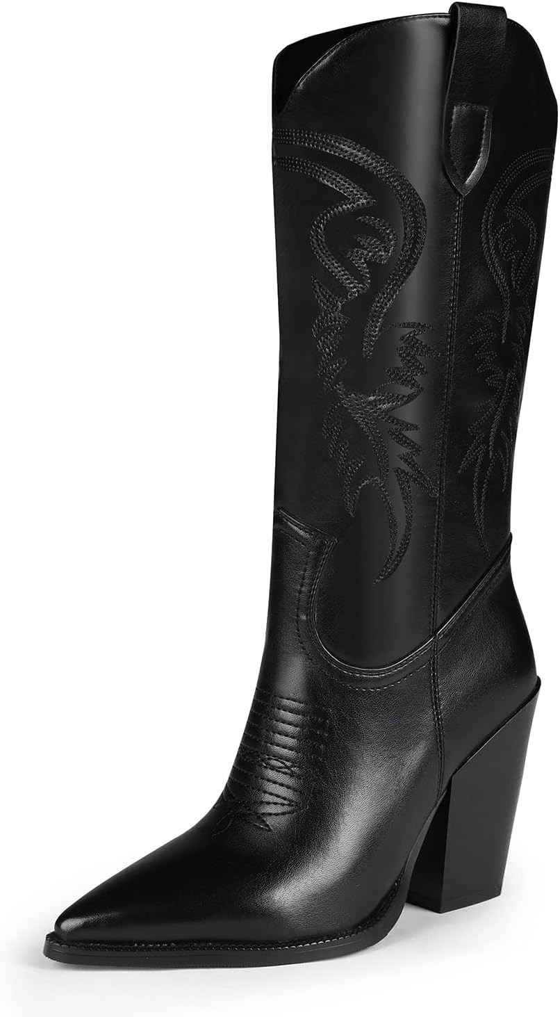 Cowboy Boots Cowgir Boots for Women, Pointed Toe Chunky Heel Western Boots | Amazon (US)