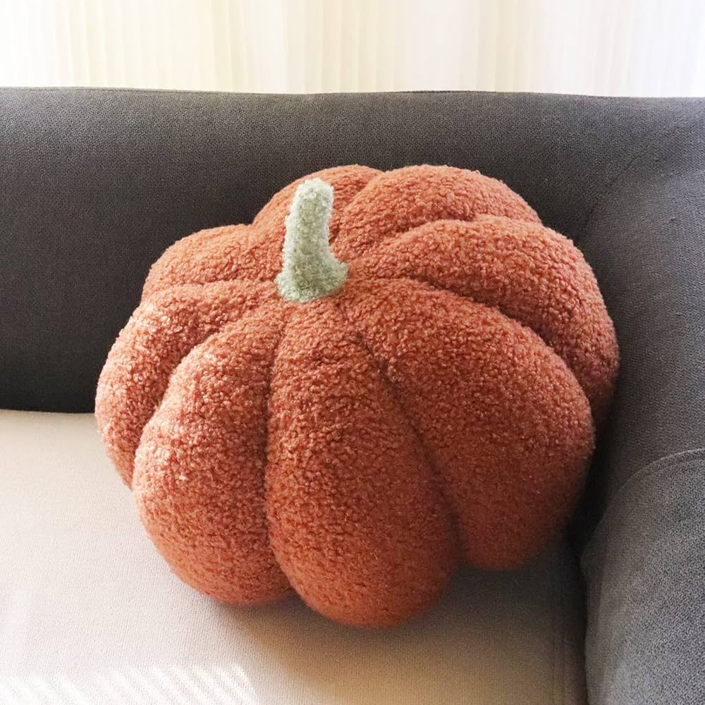 YRXRUS Halloween Pumpkin Pillows, Brown Teddy Fleece 3D Pumpkin Shaped Throw Pillows Decoration, ... | Amazon (US)